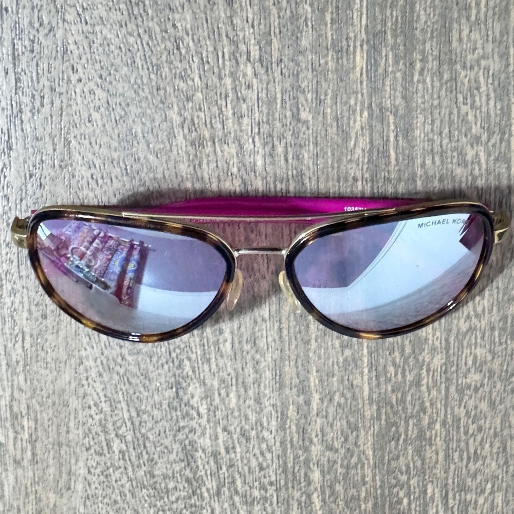 Michael Kors MK 5006 Playa Norte Aviator Sunglasses Gold Tortoise Magenta Frames